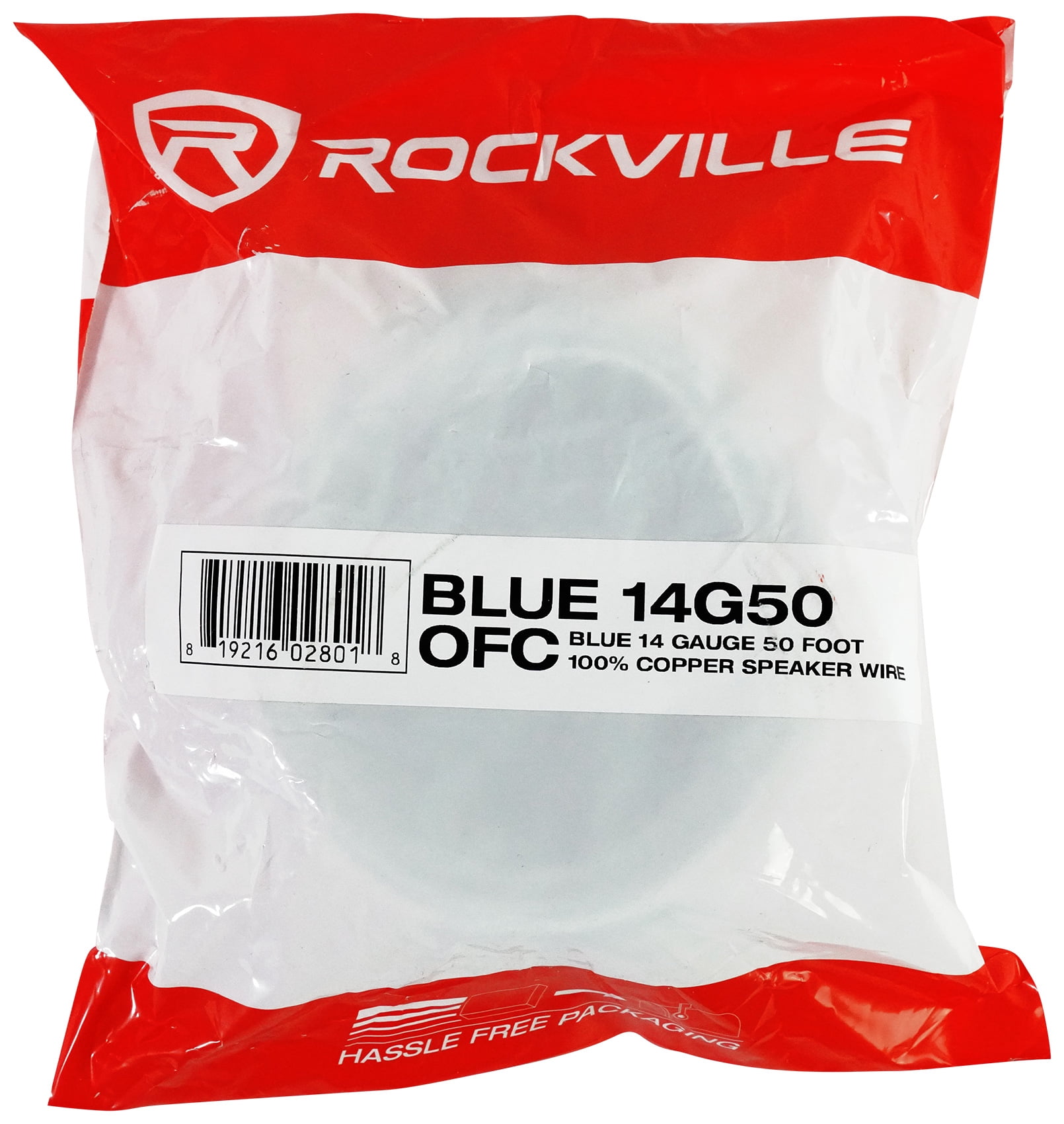 Rockville BLUE 14G50 OFC 14 Gauge 50 Foot 100% Copper Speaker Wire Car Audio