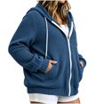 thumbnail image 3 of cocolona Womens Plus Size Knit Cardigan Oversized Long Sleeve Hooded Drawstring Jacket Solid Color Casual Zipper Fall Tops, 3 of 7
