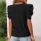 thumbnail image 4 of Camiseta holgada negra para mujer con mangas cortas abullonadas y detalle de jacquard floral, talla M Summer Stylish, 4 of 7