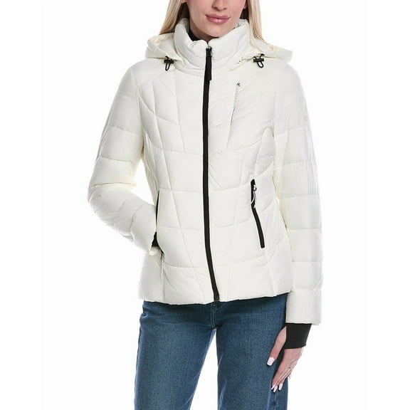 Nautica womens Short Down Coat, l, White