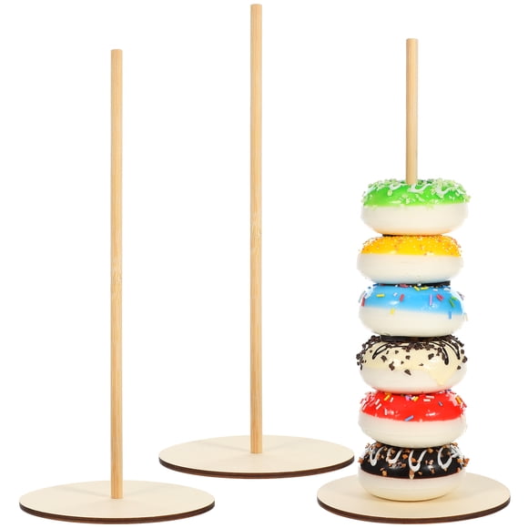 SHISUYAN 3pcs Wooden Donuts Stand Birthday Party Doughnut Rack Sweet Cart Stand Donut Display Holder Donuts Bar Favors