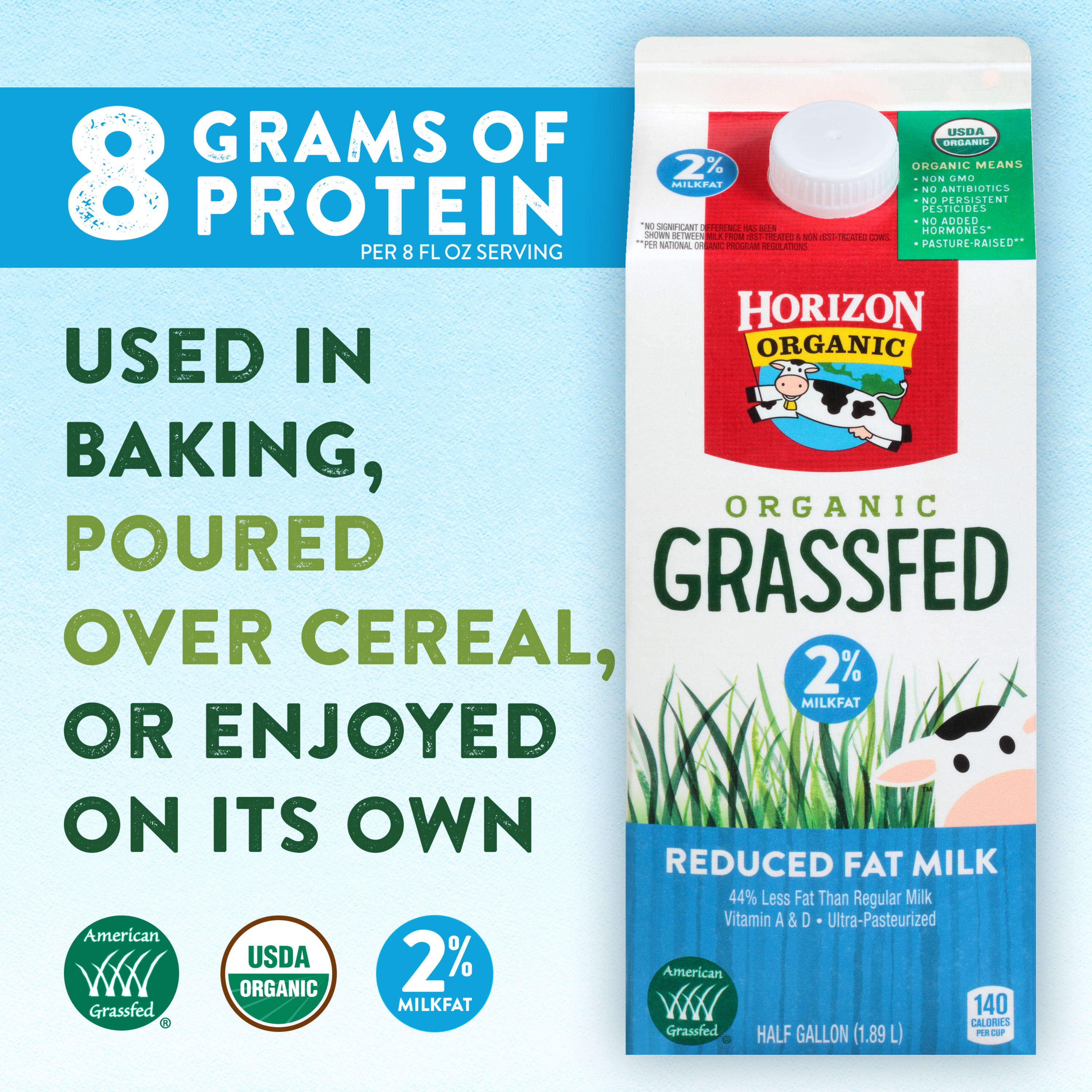 Horizon Organic 2% Reduced Fat Grassfed Milk, Half Gallon - image 5 of 10
