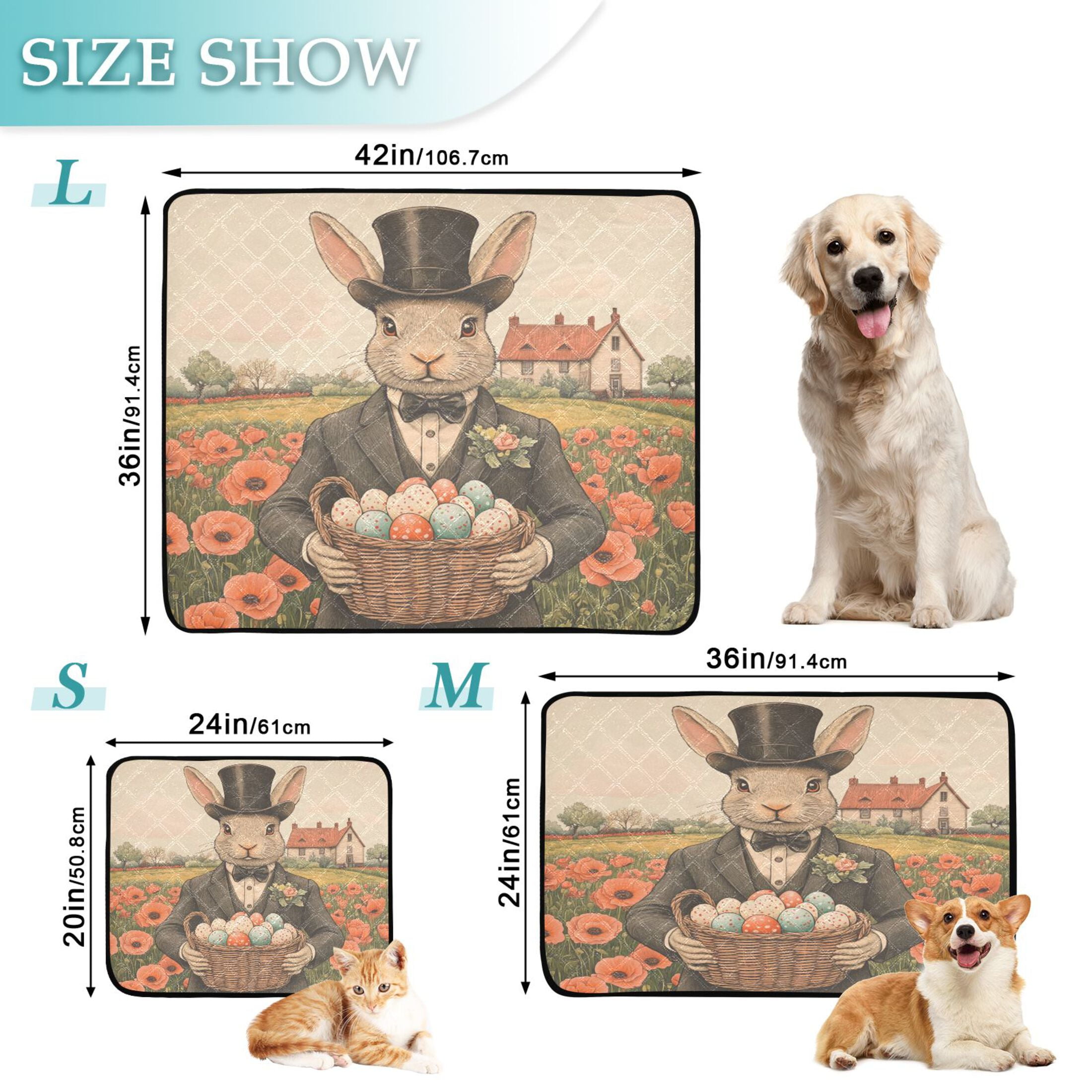 Qxltty Mister Easter Bunny Cat litter Pads Pet Set of 3 Diaper Mats Center Anti-leakage Layer Absorbent Soft and Comfortable
