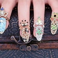 thumbnail image 3 of Nail Ring Adjustable Rhinestone Embedded Fashion Jewelry Nail Protection Crown Bowknot Flower Opening Ring for Party, 3 of 8