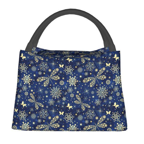 Balery Dark Blue Christmas Bolsa de Aislamiento Portátil – Bolsa de Almuerzo con Forro de Aluminio Mejorado, Funda Impermeable y Fácil de Limpiar para Picnic y Caja de Almuerzo