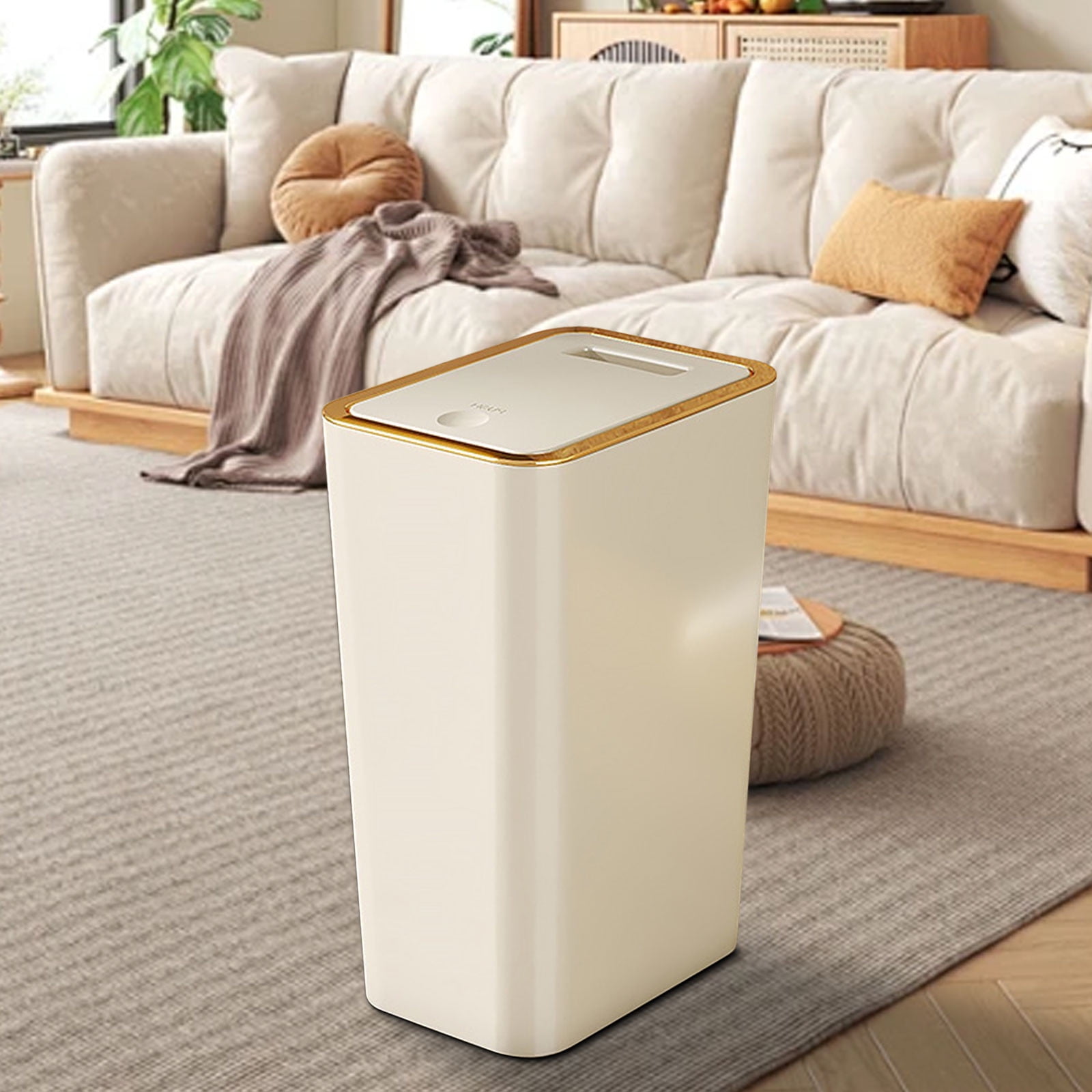 XiYing 10L Step-On Trash Can with Lid, Press-Top Garbage Bin, Plastic Wastebasket for Bathroom, Office, Or Bedroom, 1 Count