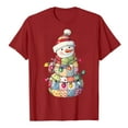 thumbnail image 6 of larppty Christmas Shirts Snowman Printed Christmas Short Sleeve Shirts for Women Graphic Tees (Red, L), 6 of 6