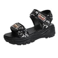 thumbnail image 5 of Rokment Womens Sparkling Sequin Height Increasing Athletic Walking Sandals Comfortable Adjustable Platform Chunky Heels Non Slip Work Nursing Tennis Summer Shoes Black Size 6, 5 of 7