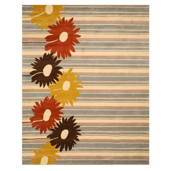 EORC Blue Hand-Tufted Wool Transitional Niki Rug, 7' 9 x 9' 9