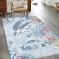 thumbnail image 2 of Sea Turtle Area Rugs 3x5 ft Watercolor Seaweed Fish Coral Seahorse Blue Letter Texture Washable Rug Non Slip Indoor Carpet Absorbent Floor Mat for Living Room Bedroom Dining Room, 2 of 9