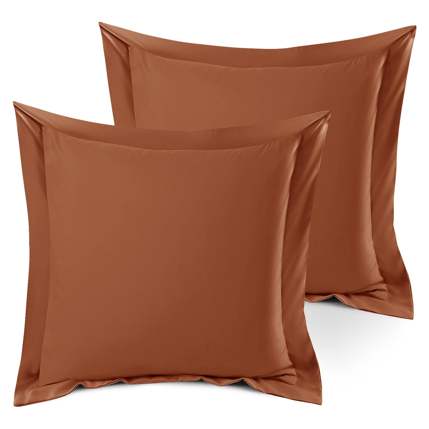 Set of 2 Euro 18"x18" Size Pillow Shams Rust Orange, Hotel Luxury Soft