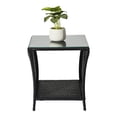 thumbnail image 2 of Tcbosik Patio Side Table, Outdoor Wicker End Table with Glass Top and Storage Shelf for Porch Garden Backyard, Black, 2 of 11