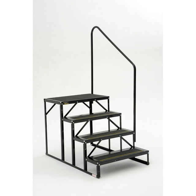 Stromberg Carlson Entry Step EHS-103-R Econo Porch; 3 Manual Folding Steps; 27 Inch Width x 9 Inch Depth; With 7 Inch Rise; Square Edge Steps With Cut-In Step Tread; Black; Not Illuminated; Lockable