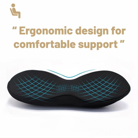 Car Seat Cushion Ergonomic Memory Foam Black 44x22.5cm Comfort Pad for Auto Office Chair