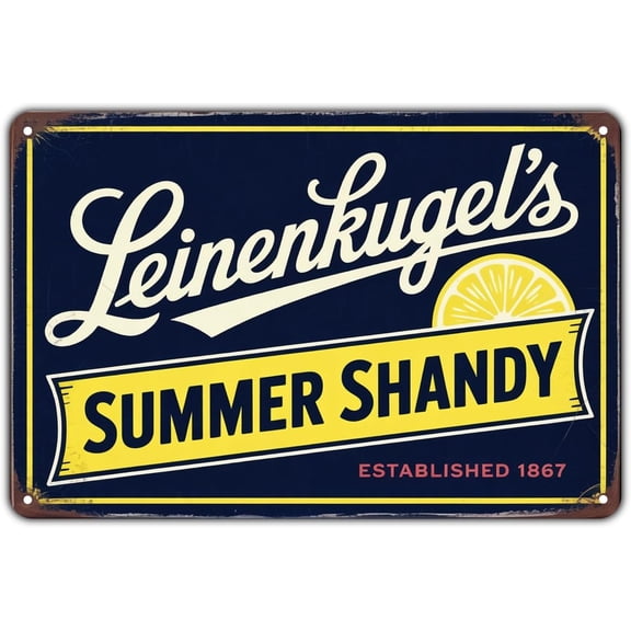 Leinenkugel's Summer Shandy tin sign, Vintage Leinenkugel's Beer Metal Sign print Aesthetic Room Decoration for Home Bedroom Kitchen Bar Coffee Bathroom Indoor Outdoor Wall Decor, 8 X 12 IN