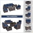 thumbnail image 5 of Kullavik 7PCS Outdoor Patio Furniture Set with 43" 55000BTU Gas Propane Fire Pit Table PE Wicker Rattan Sectional Sofa Patio Conversation Sets,Navy Blue, 5 of 7