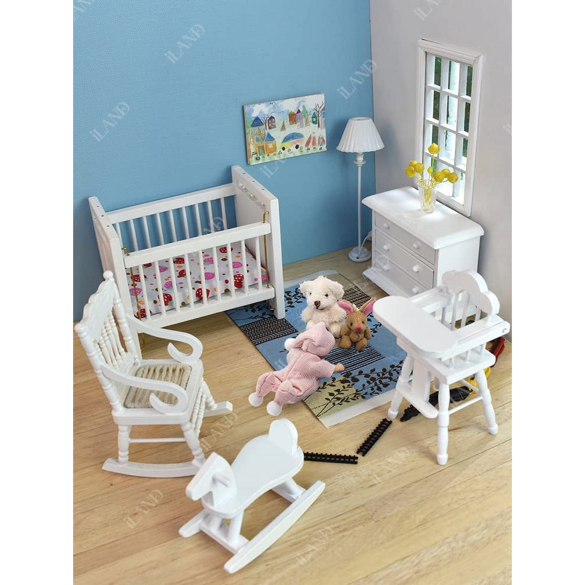 1 12 Scale Miniature Dollhouse Nursery Furniture and Accessories Lovely 14pcs Set