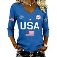 thumbnail image 2 of 250th Anniversary USA Shirt for Women 1776-2026 Patriotic V Neck 3/4 Sleeve Tee American Flag Graphic Tops, 250th Anniversary Independent Day Womens Tops, 4th of July America Clothes Blue M, 2 of 3
