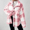 thumbnail image 6 of Fashion Fleece Plaid Jackets for Womens Casual Button Turndown Collar Long Sleeve Oversize Jacket Coat, 6 of 8