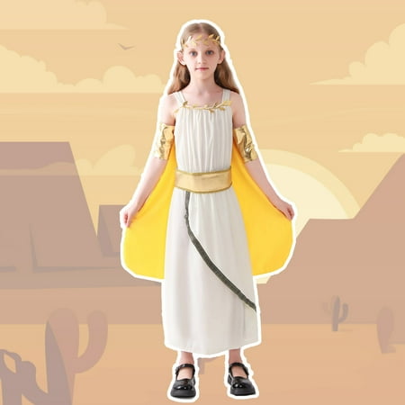 Girls Ancient Roman Carnival White Party Gown Dress For Children Girls Summer Dress Cassual Formal Dresses Cute Sun Dresses