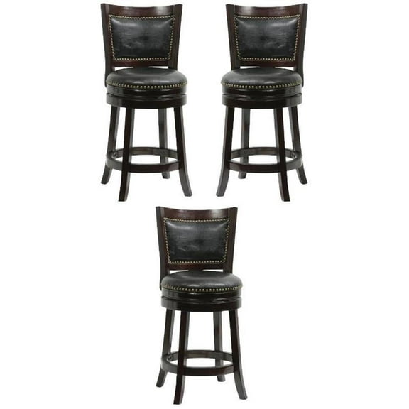 Home Square 24" Bristol Swivel Bar Stool in Cappuccino - Set of 3