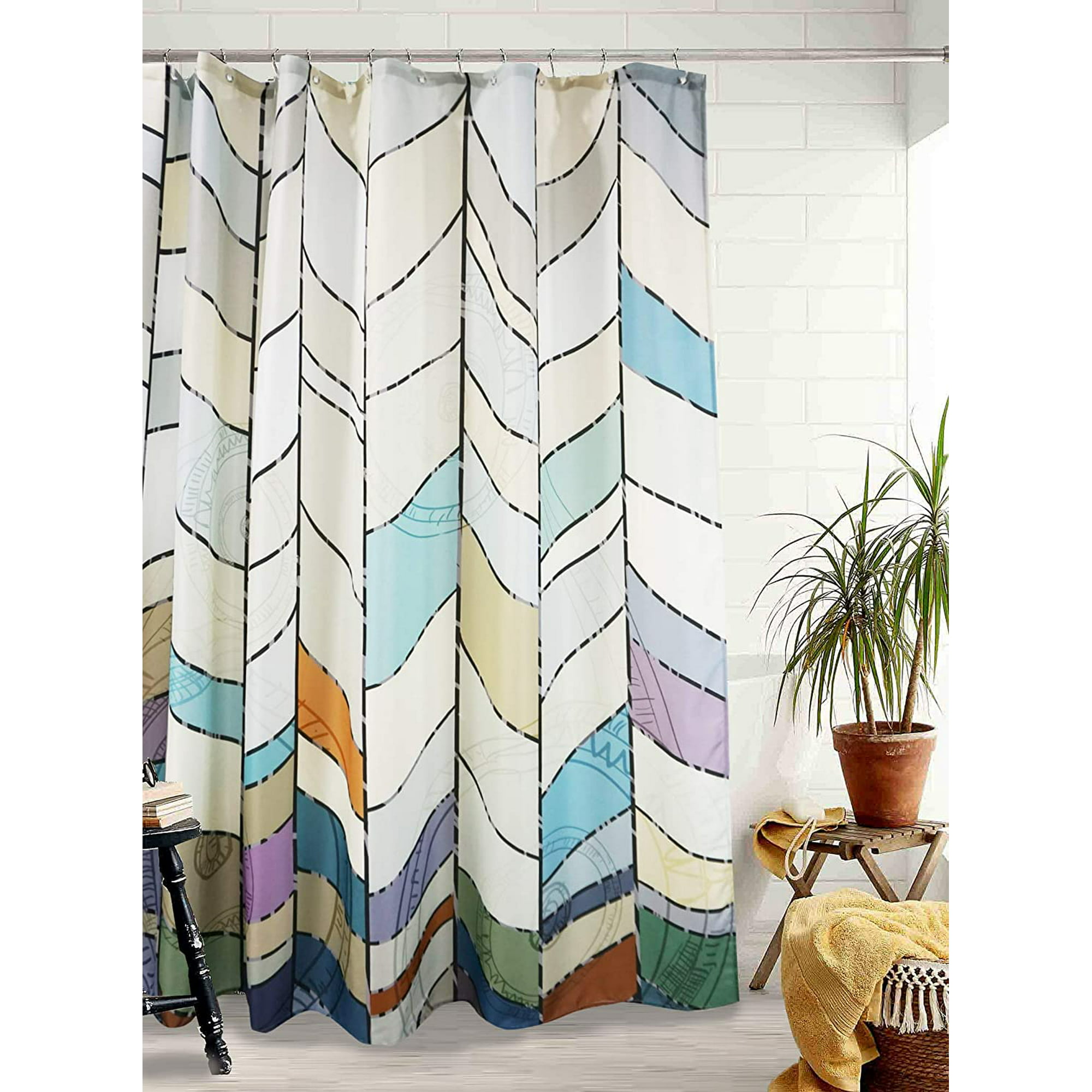 Chevron Bathroom Shower Curtain Sets, Extra Long Chevron Shower Curtain