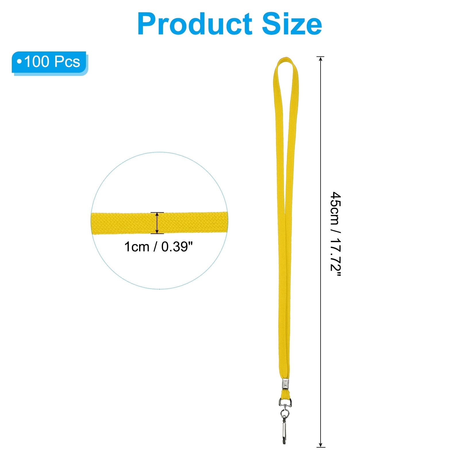 Uxcell Lanyards, 100 Pack Neck Lanyards Bulk with Swivel Hook Clip for ID Badges Holder, Keys, Office, Teachers, Yellow