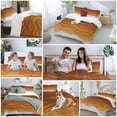 thumbnail image 6 of Orange Ombre Stripes Bedding 3 Piece Duvet Cover Set Twin Size, Farmhouse Retro Abstract Waves Art Soft Microfiber Comforter Cover with Zipper Closure & Pillowcases, FadeResistant Quilt Cover, 6 of 9