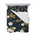 thumbnail image 7 of Yellow Flower Twin Size Down Alternative Comforter,Lightweight Comforter Quilt Bedding Set with Pillow Shams Japanese Style Floral Leaf Textured Navy Blue Bed Comforter Duvet Insert 68"x86", 7 of 7