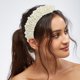thumbnail image 2 of Diadema acolchada con perlas de imitación, diadema de ala ancha con esponja, diadema para mujer, blanco, 2 of 7