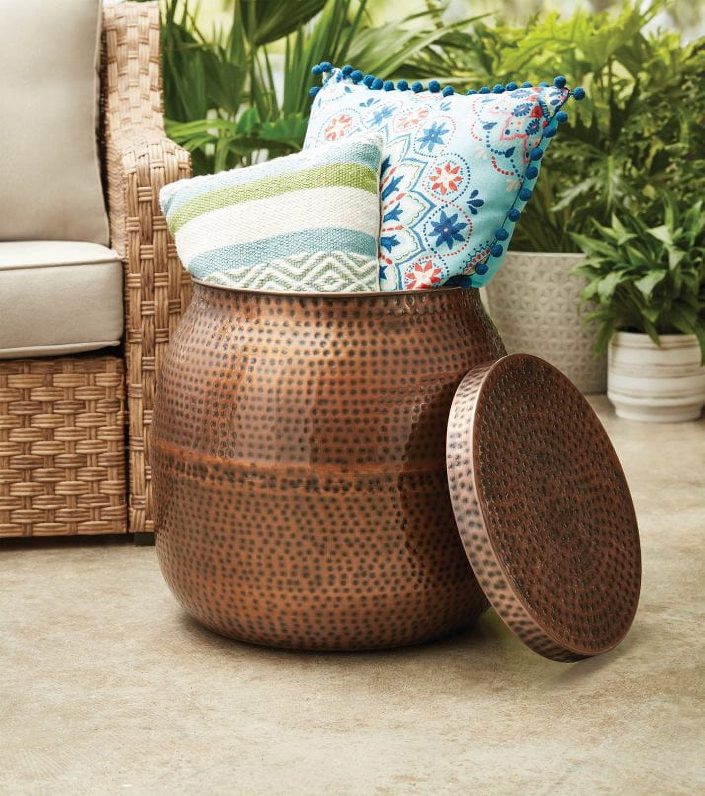 Better Homes and Gardens 18 Radley Outdoor Hammered Garden Stool Antique Copper