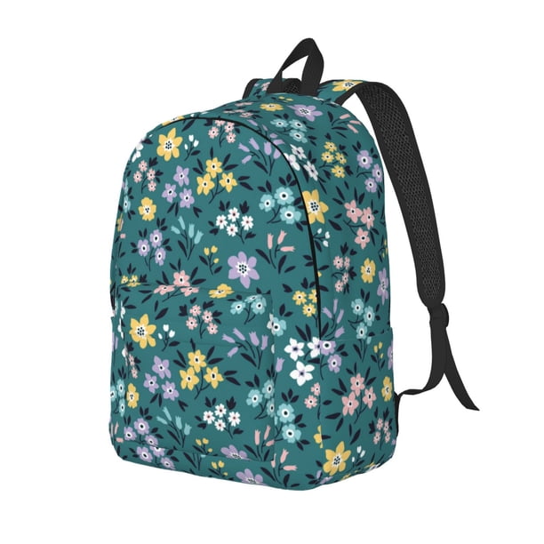 Disketp Floral Mochila de Lona Estampada, Mochila Escolar de Viaje Ligera para Estudiantes y Portátil-Small