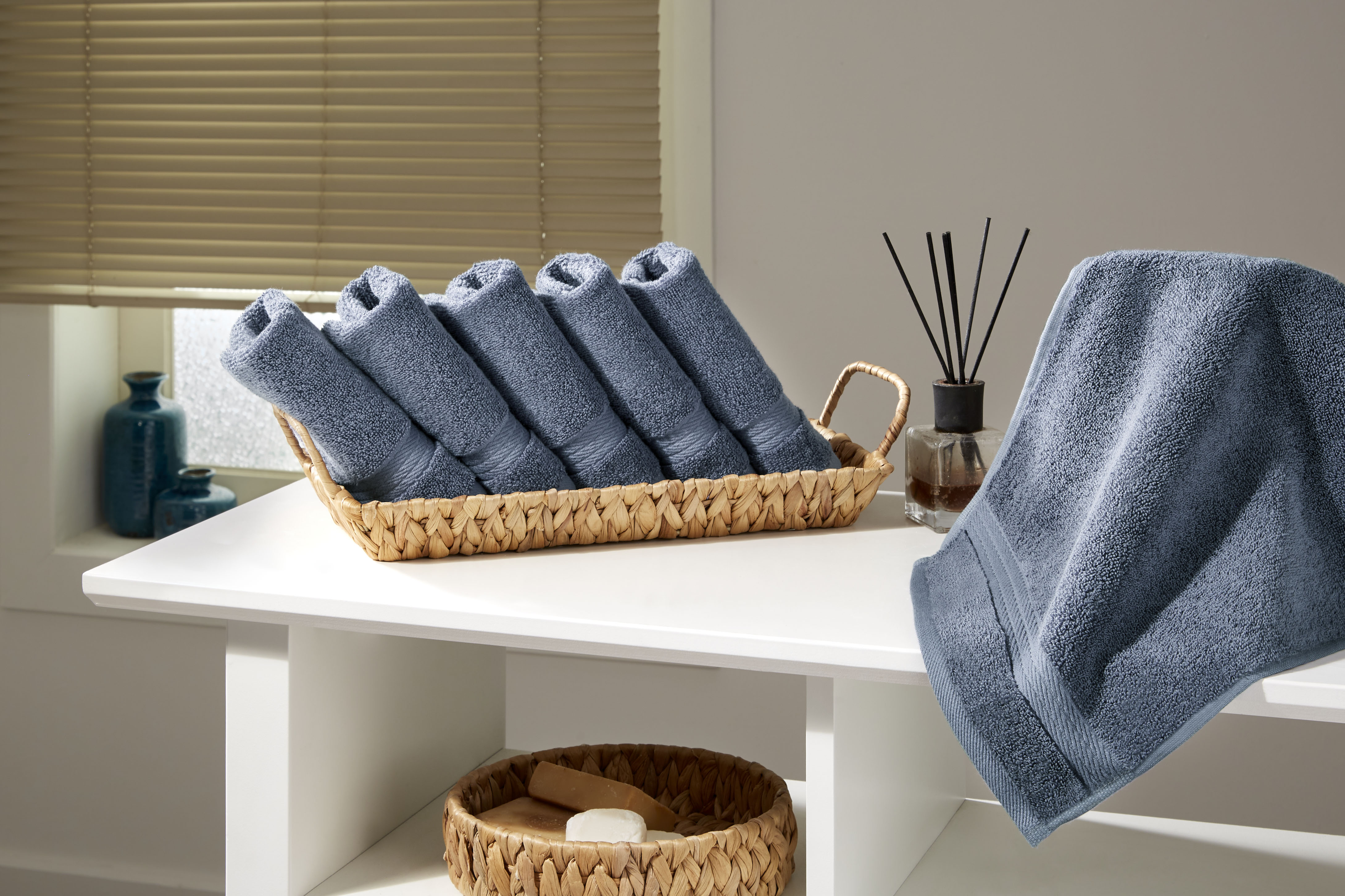 Ozdilek 6-Piece Washcloth Set 13x13 Bath Towels 100% Turkish Cotton, 600 GSM, Soft, Gentle on Sensitive Skin, Multi-Purpose Use, Washable, Reusable, Ideal for Baby Care & Spa 6 Towels  (Ocean Blue)