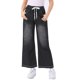 thumbnail image 1 of Jeans de pierna ancha para mujer INSPIRE CHIC con cordón, cintura elástica, pantalones de mezclilla casuales con bolsillos, negros, talla XS, 1 of 6