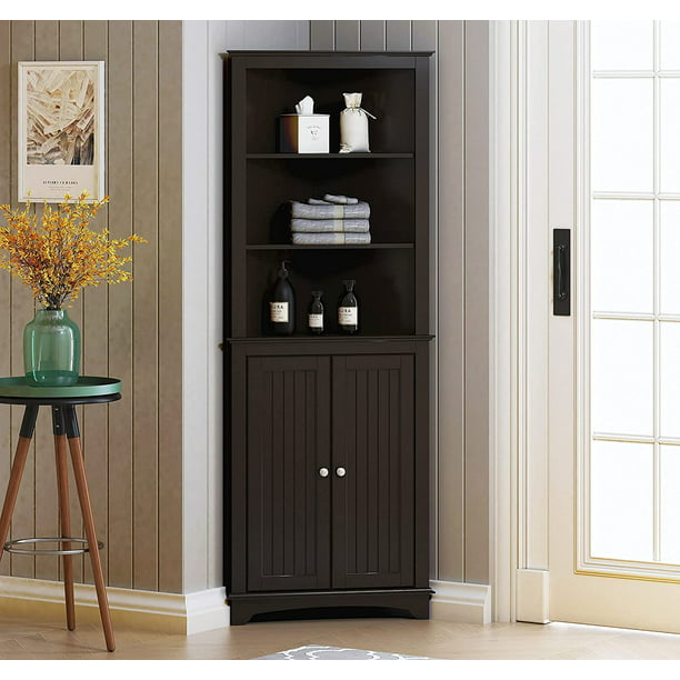Spirich Home Tall Corner Cabinet With, Tall Storage Cabinet With Doors For Kitchen