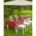 thumbnail image 3 of Christmas Outdoor Tablecloth with Umbrella Hole, Waterproof Zippered Table Cloth for Rectangle Tables Snowflake Red Trees Plants Tabletop Collection for Patio, Garden, Picnic, Camping 60 x 102 inch, 3 of 6