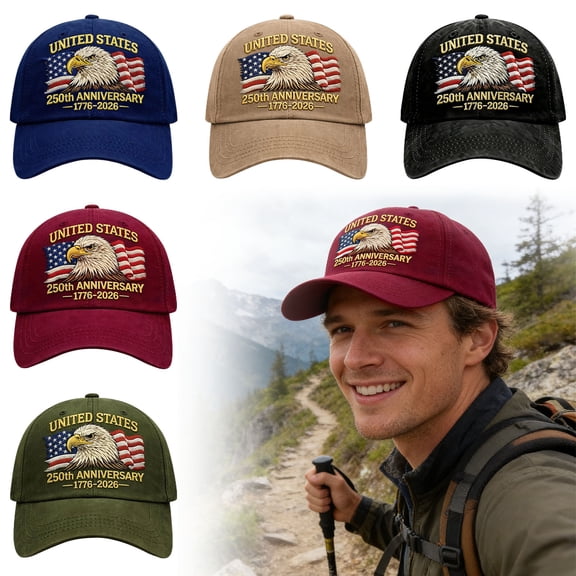 WKSCLPAI USA 250th Anniversary Hat, America 250 Years Hat 1776-2026 Bald Eagle&Flag Pattern Printed Patriotic Hat, Adjustable Unisex Baseball Cap for 4th of July & Celebrations