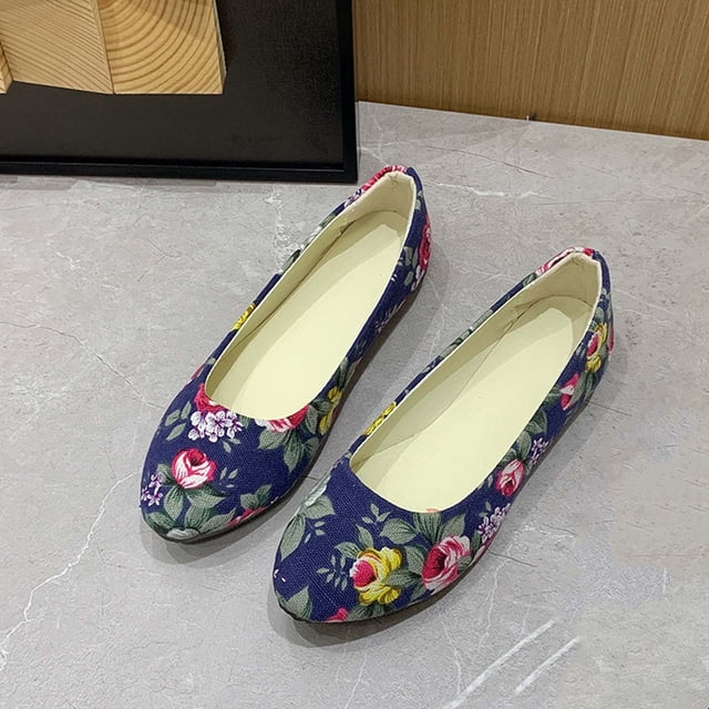 TopLLC Chaussures Plates Printemps et Été Nouvelles Femmes Chaussures Plates en Toile Rose Multicolores Chaussures en Tissu des Chaussures Simples à Enfiler Chaussures pour Femmes