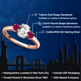 thumbnail image 2 of Gem Stone King 18K Rose Gold Plated Silver White Created Sapphire and Red Created Ruby Engagement Ring for Women | 1.50 Cttw | Oval 7X5MM | Gemstone September Birthstone | Size 6, 2 of 6