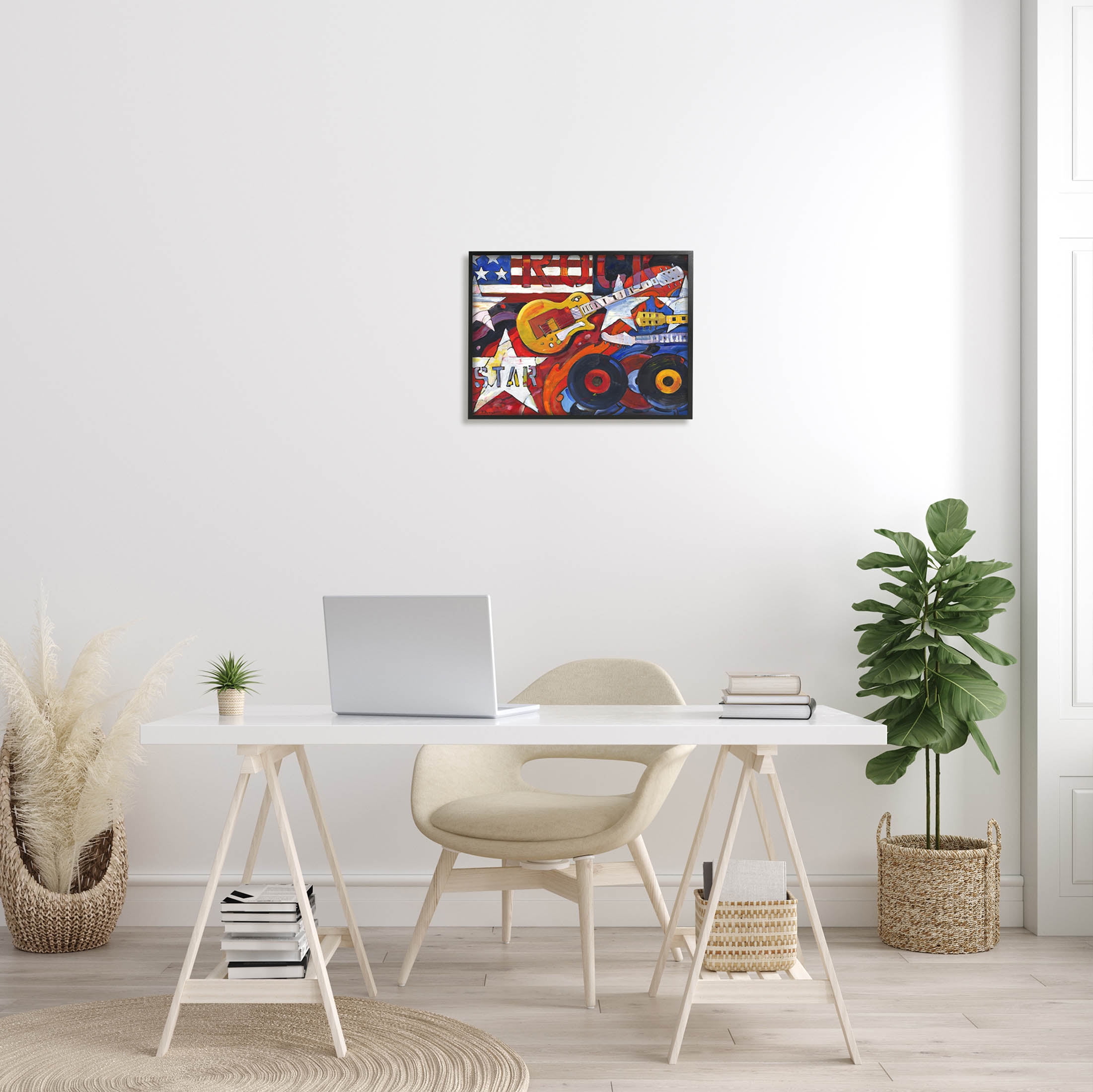 Stupell Industries Rockstar Americana Music Tribute Painting Black Framed Art Print Wall Art, Design by Paul Brent