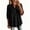 Black, variant on Womens Summer Tops Solid Color V Neck Long Blouse Hollow Out 3/4 Sleeve Half Button Boho Shirts
