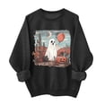 thumbnail image 2 of Inverlee Womens Halloween Sweatshirts Funny Pumpkin Ghost Graphic T-shirt Going Out Round Neck Sweatshirt Long Sleeve Holiday Pullover Tops Halloween Costumes, 2 of 4