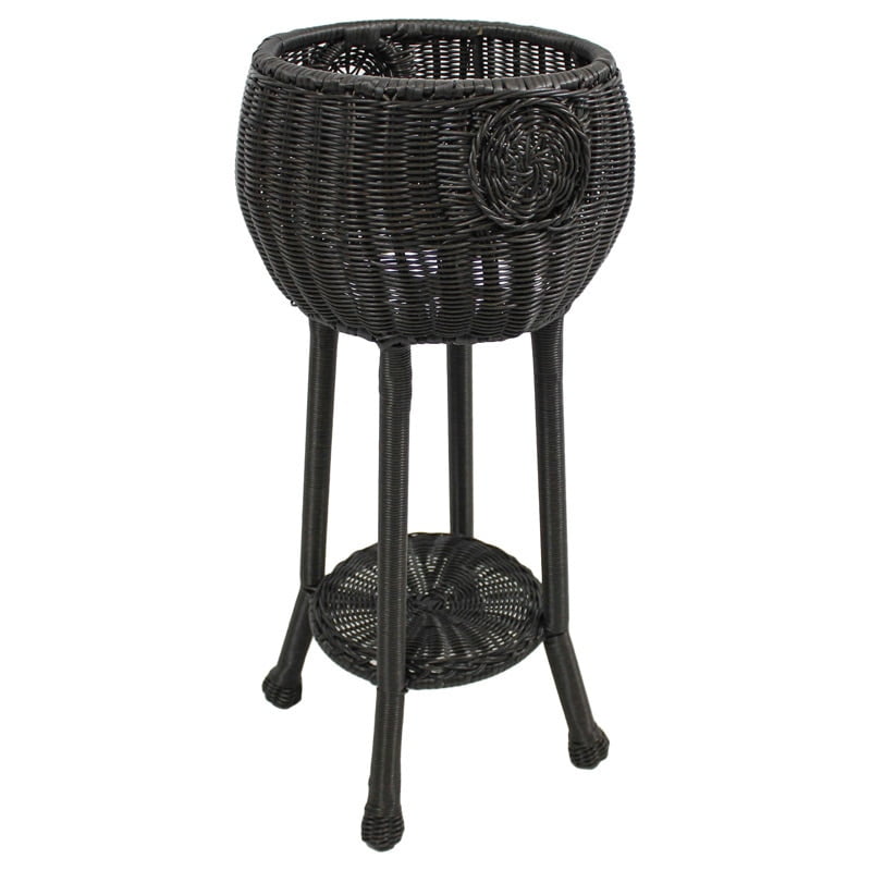 International Caravan Round Resin Wicker Plant Stand