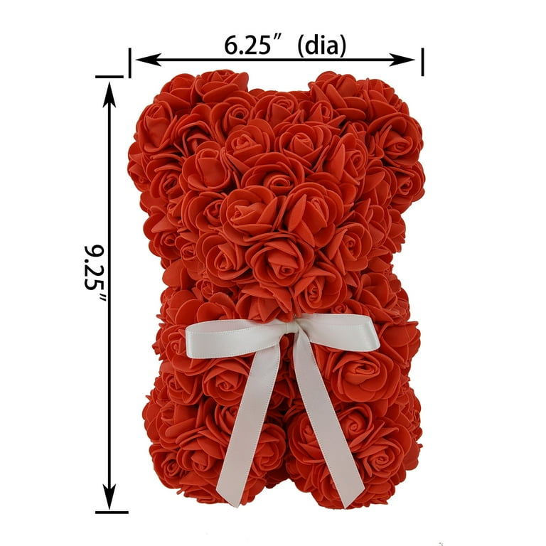 Way to Celebrate 9.25in Artificial Rose Bear Red Color. Indoor Use. Walmart