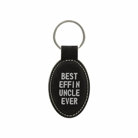 PrecisionNC Funny Uncle Gifts Best Effin Uncle Ever Engraved Keychain Key Tag Fathers Day Gift Niece Nephew (Black)