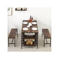 thumbnail image 3 of Bingirl 4-Person Dining Table Set: Kitchen Table Set with 2 Benches, Rectangular Dining Room Table Set with Wine Rack, Perfect for Small-Space Apartments, 3 of 8