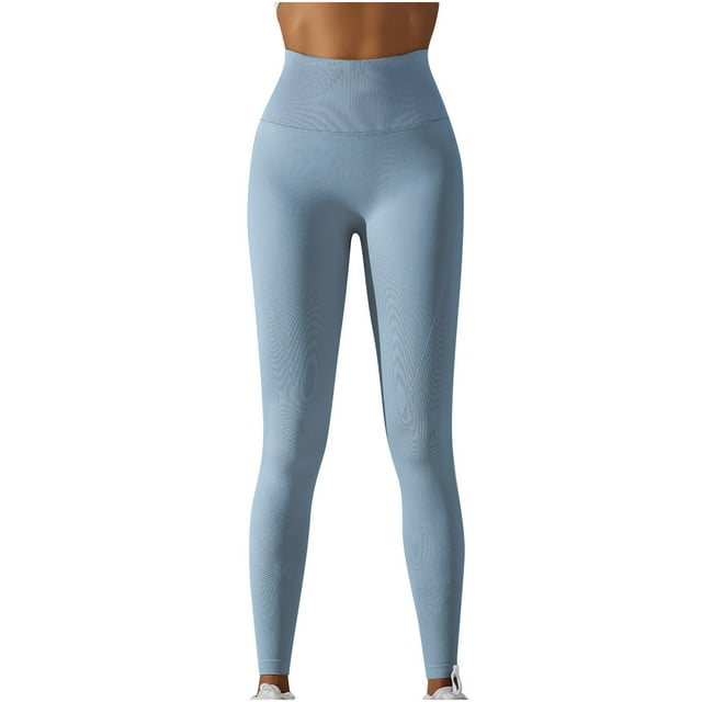 FAIWAD Womens Basic Yoga Leggings High Waist Ribbed Seamless Pants Slim Stretch Sports Workout Pants