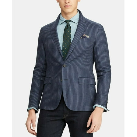 Polo Ralph Lauren Men's Morgan Suit Jacket Stripe Dark Navy Blue Blazer Size 44R