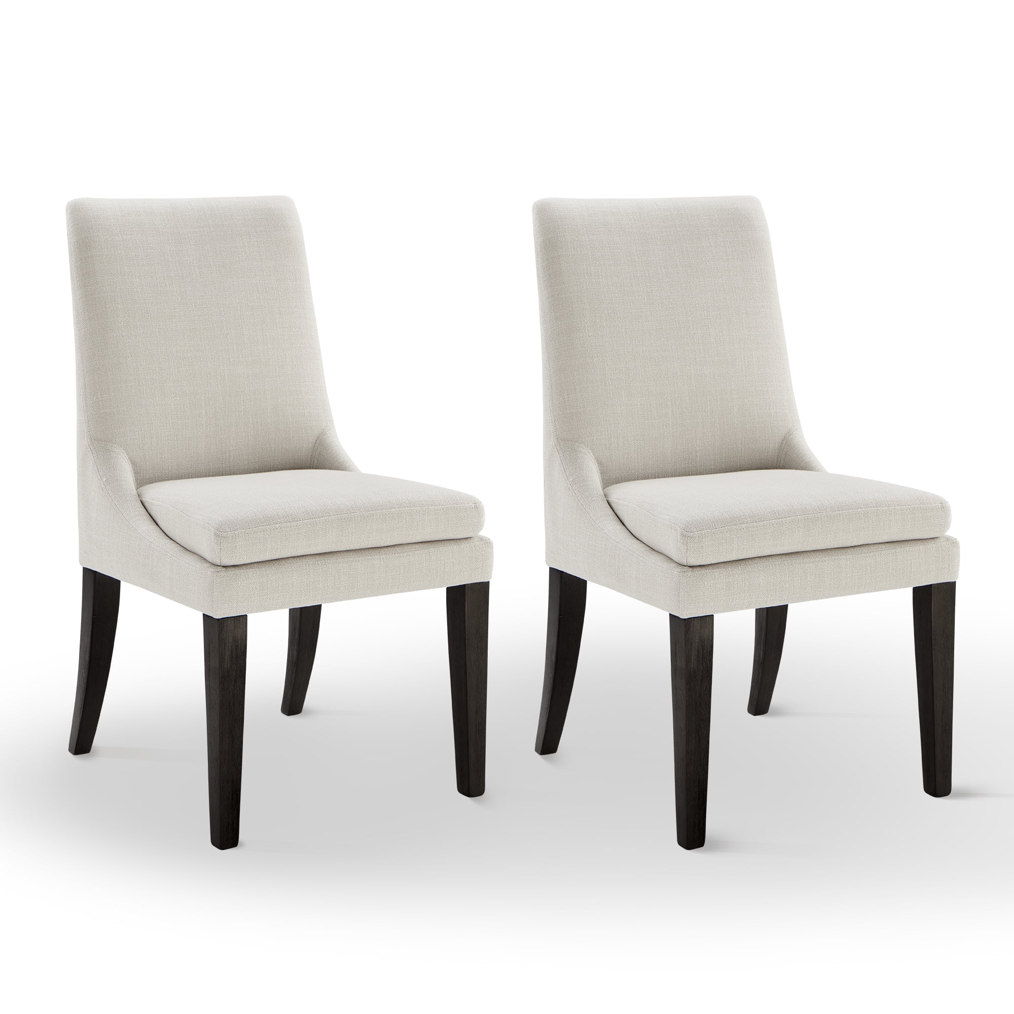 Spruce & Spring Modern Upholstered Dining Chair with Double-layed Cushioned Seat Set of 2, Linen