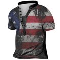 thumbnail image 1 of Mode Hommes Jour de l'Indépendance Imprimé Ample Manches Courtes Pull Tops Blouse, 1 of 3